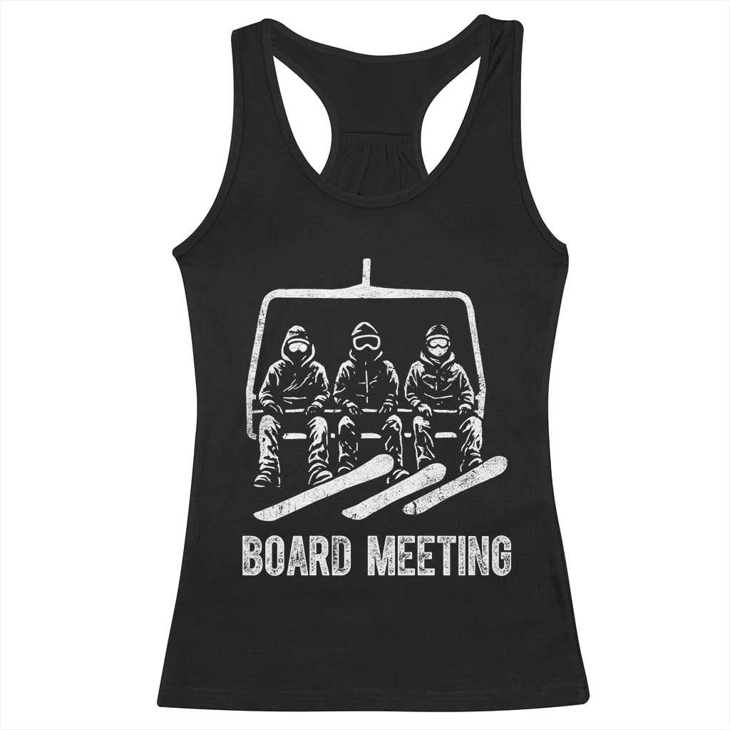 Funny Snowboarding Board Meeting Racerback Tank Top Chairlift Snowboarders Powder Junkies - Wonder Print Shop