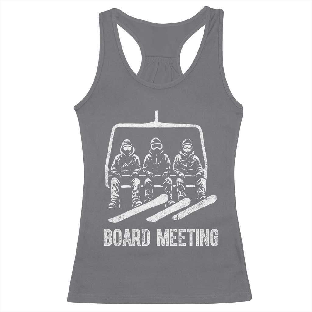 Funny Snowboarding Board Meeting Racerback Tank Top Chairlift Snowboarders Powder Junkies - Wonder Print Shop