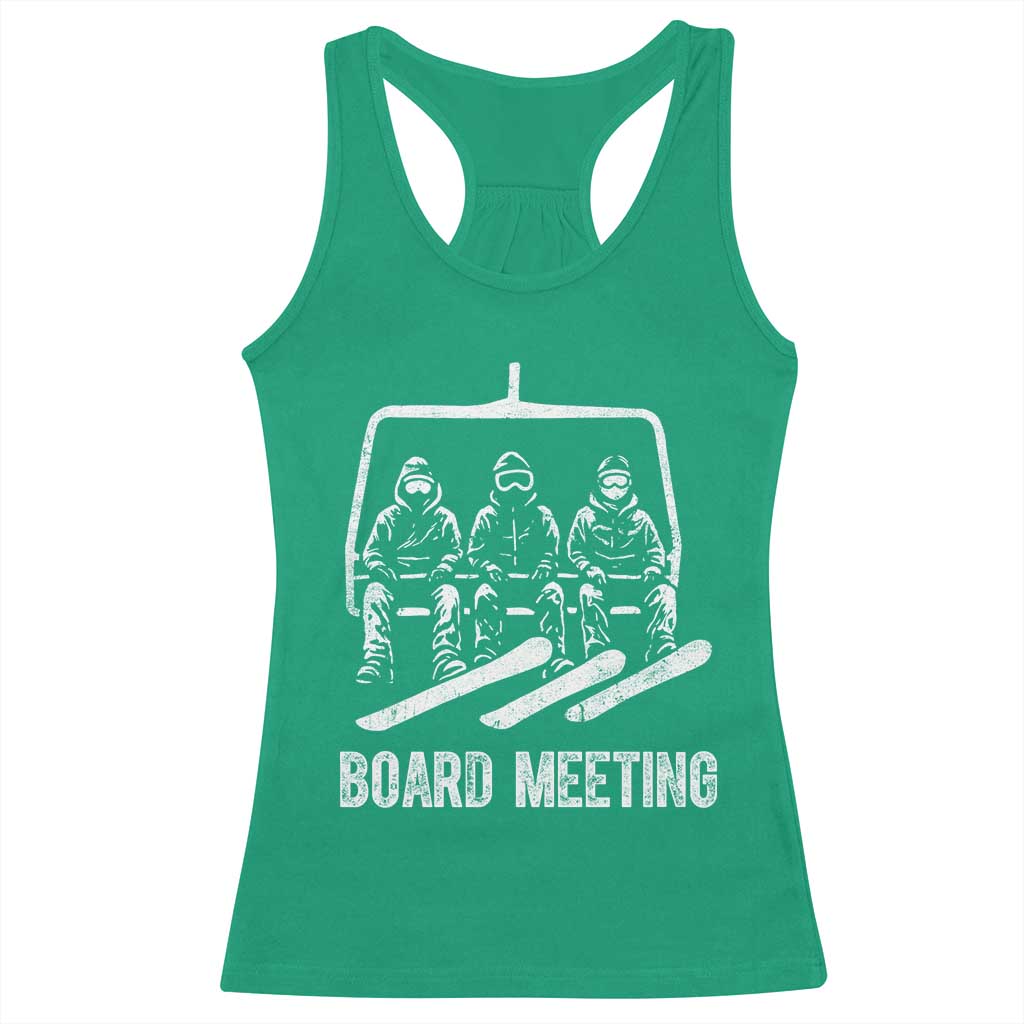 Funny Snowboarding Board Meeting Racerback Tank Top Chairlift Snowboarders Powder Junkies - Wonder Print Shop