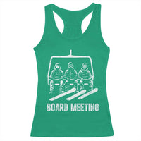 Funny Snowboarding Board Meeting Racerback Tank Top Chairlift Snowboarders Powder Junkies - Wonder Print Shop