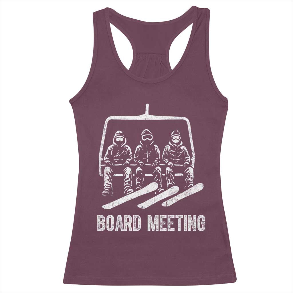 Funny Snowboarding Board Meeting Racerback Tank Top Chairlift Snowboarders Powder Junkies - Wonder Print Shop