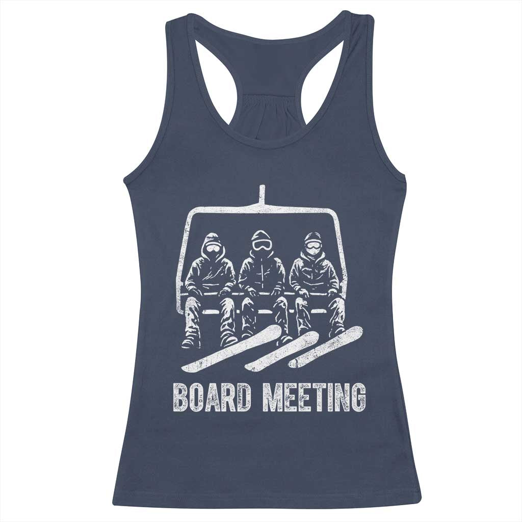 Funny Snowboarding Board Meeting Racerback Tank Top Chairlift Snowboarders Powder Junkies - Wonder Print Shop