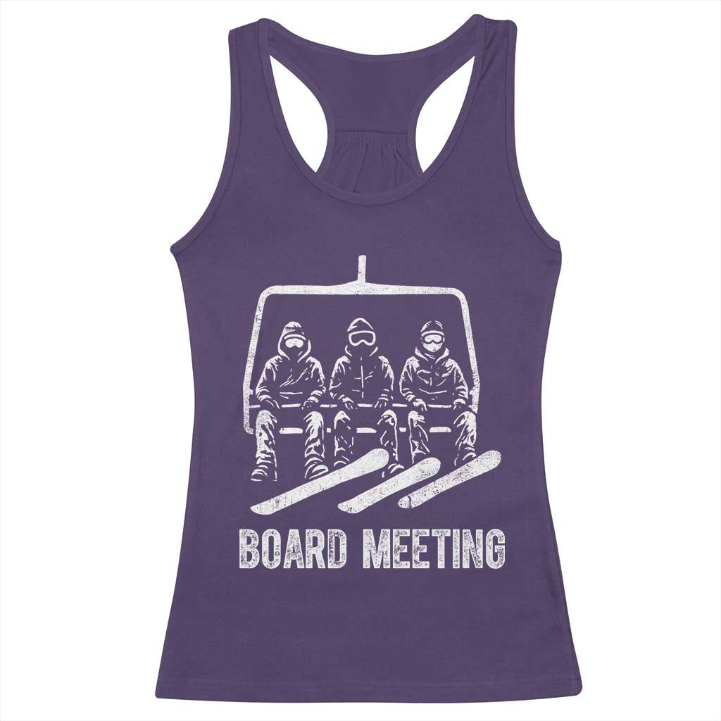 Funny Snowboarding Board Meeting Racerback Tank Top Chairlift Snowboarders Powder Junkies - Wonder Print Shop