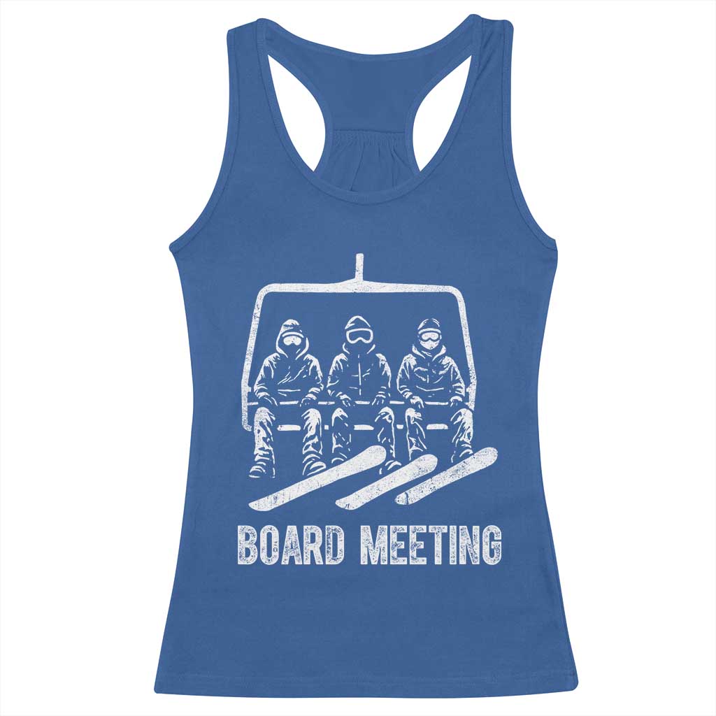 Funny Snowboarding Board Meeting Racerback Tank Top Chairlift Snowboarders Powder Junkies - Wonder Print Shop