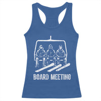 Funny Snowboarding Board Meeting Racerback Tank Top Chairlift Snowboarders Powder Junkies - Wonder Print Shop