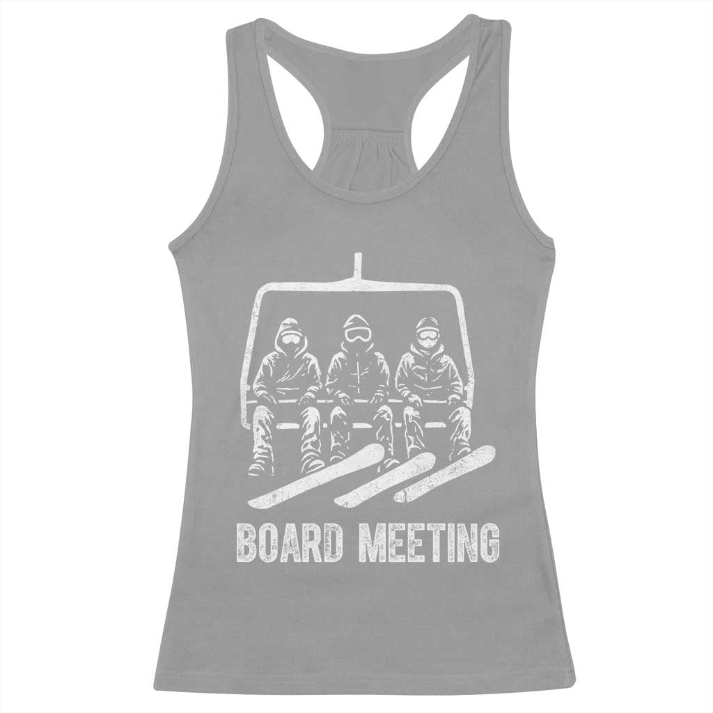 Funny Snowboarding Board Meeting Racerback Tank Top Chairlift Snowboarders Powder Junkies - Wonder Print Shop