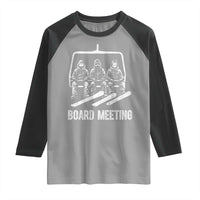Funny Snowboarding Board Meeting Raglan Shirt Chairlift Snowboarders Powder Junkies - Wonder Print Shop