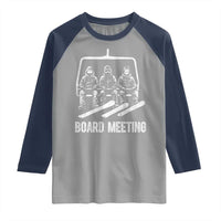 Funny Snowboarding Board Meeting Raglan Shirt Chairlift Snowboarders Powder Junkies - Wonder Print Shop