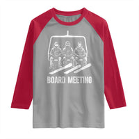 Funny Snowboarding Board Meeting Raglan Shirt Chairlift Snowboarders Powder Junkies - Wonder Print Shop