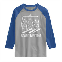 Funny Snowboarding Board Meeting Raglan Shirt Chairlift Snowboarders Powder Junkies - Wonder Print Shop