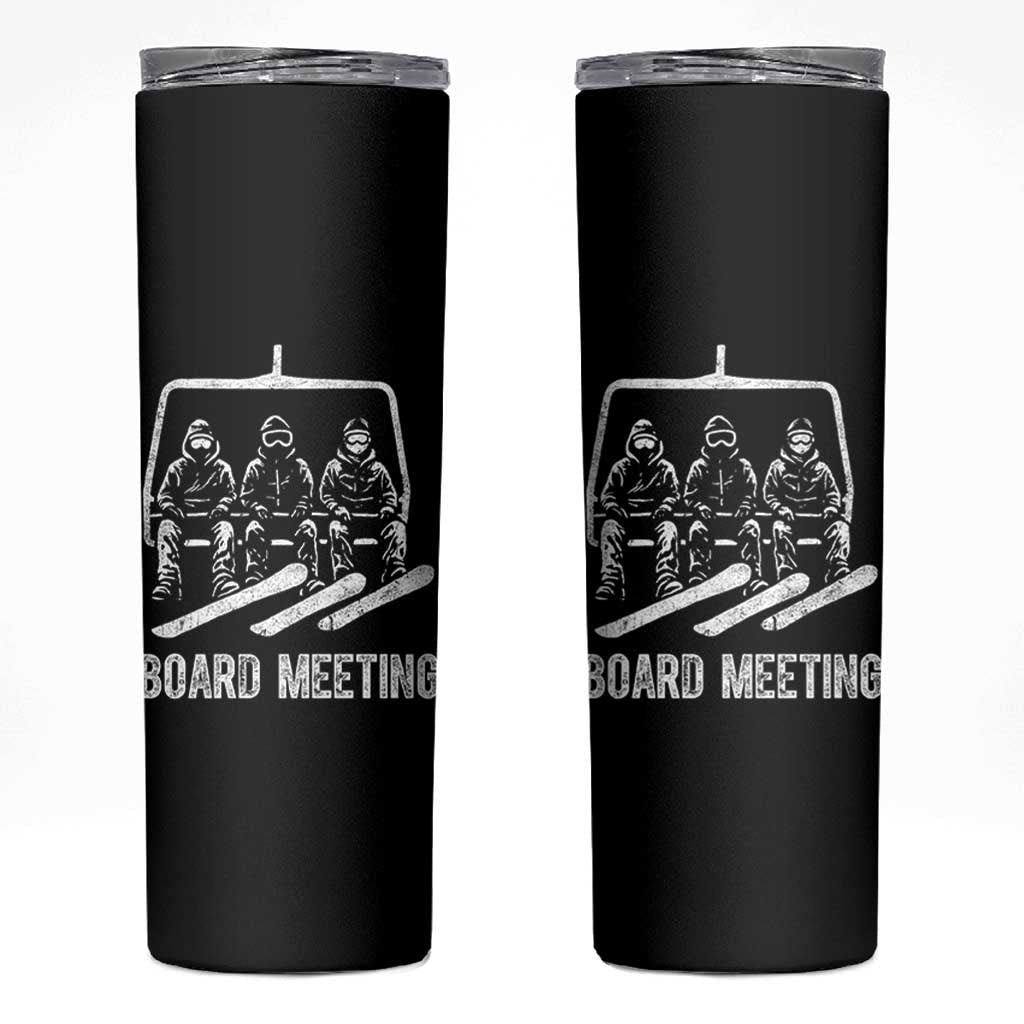 Funny Snowboarding Board Meeting Skinny Tumbler Chairlift Snowboarders Powder Junkies - Wonder Print Shop