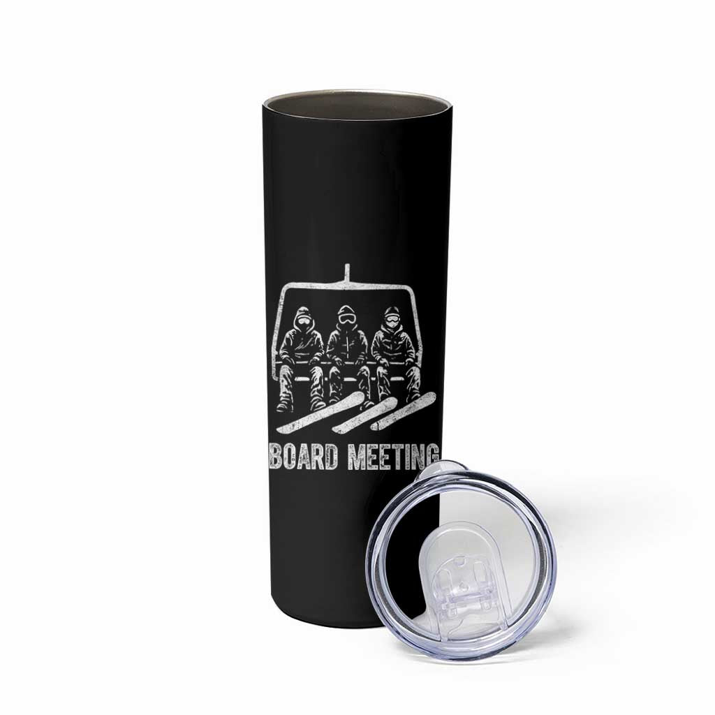 Funny Snowboarding Board Meeting Skinny Tumbler Chairlift Snowboarders Powder Junkies - Wonder Print Shop