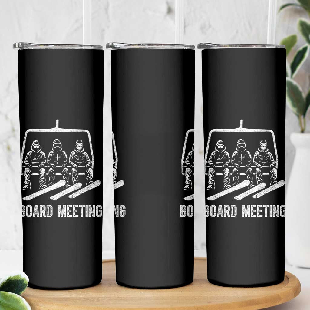 Funny Snowboarding Board Meeting Skinny Tumbler Chairlift Snowboarders Powder Junkies - Wonder Print Shop