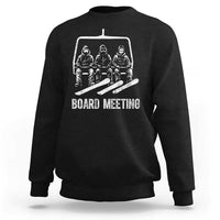 Funny Snowboarding Board Meeting Sweatshirt Chairlift Snowboarders Powder Junkies - Wonder Print Shop
