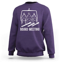 Funny Snowboarding Board Meeting Sweatshirt Chairlift Snowboarders Powder Junkies - Wonder Print Shop