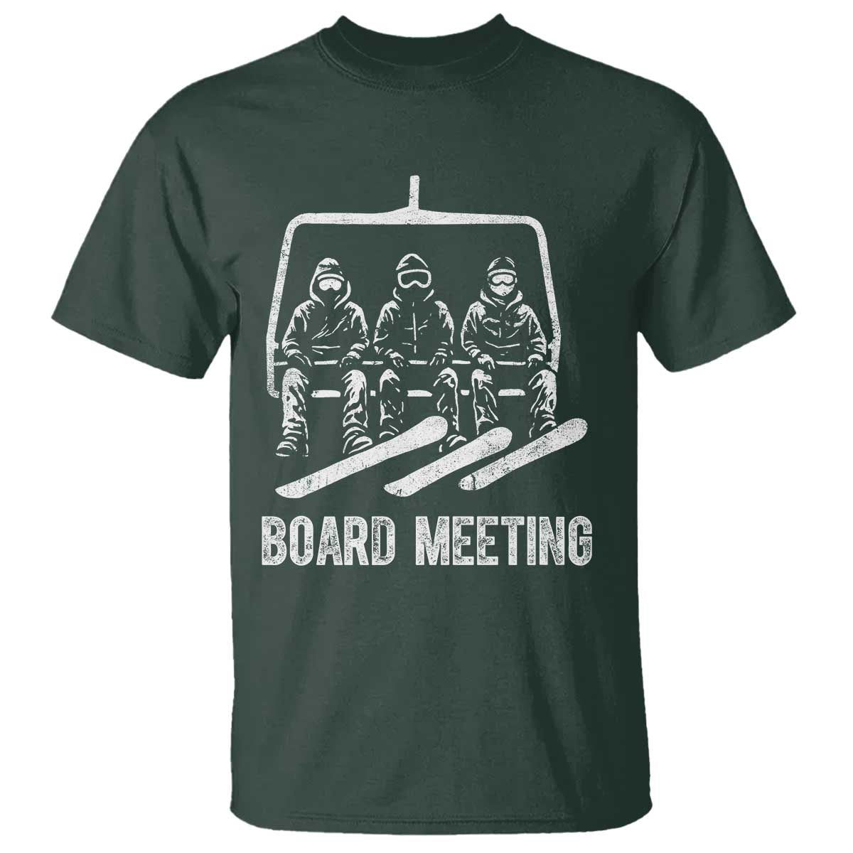 Funny Snowboarding Board Meeting T Shirt Chairlift Snowboarders Powder Junkies - Wonder Print Shop