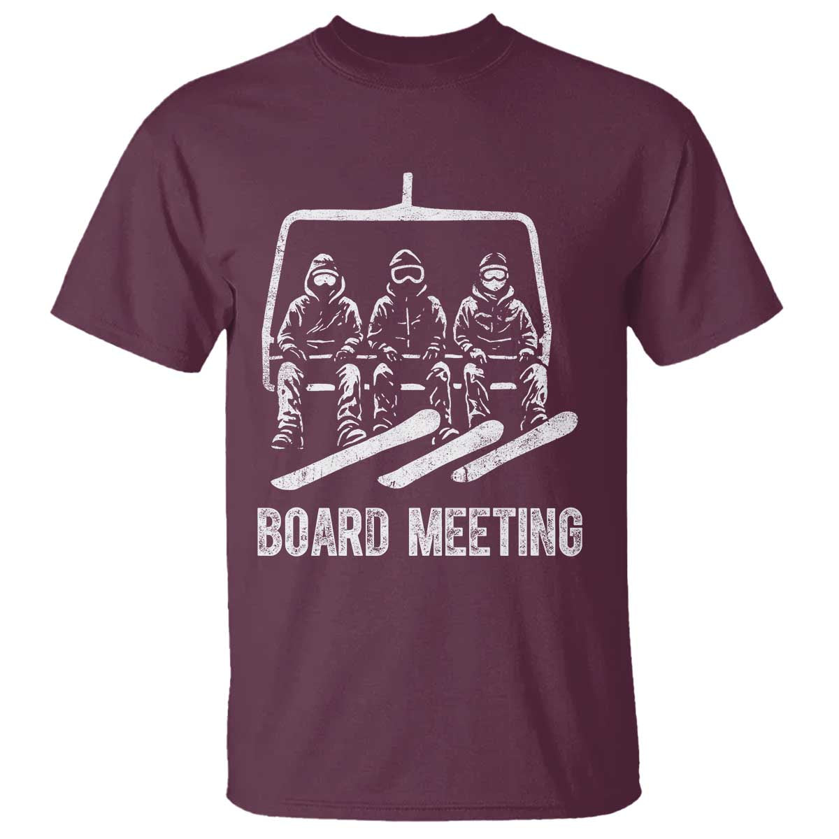 Funny Snowboarding Board Meeting T Shirt Chairlift Snowboarders Powder Junkies - Wonder Print Shop