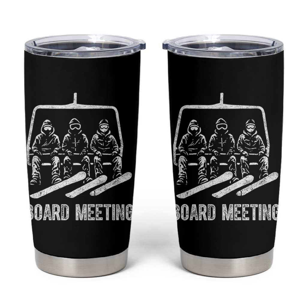 Funny Snowboarding Board Meeting Tumbler Cup Chairlift Snowboarders Powder Junkies - Wonder Print Shop