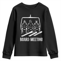 Funny Snowboarding Board Meeting Youth Sweatshirt Chairlift Snowboarders Powder Junkies - Wonder Print Shop