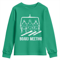 Funny Snowboarding Board Meeting Youth Sweatshirt Chairlift Snowboarders Powder Junkies - Wonder Print Shop