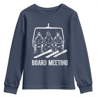 Funny Snowboarding Board Meeting Youth Sweatshirt Chairlift Snowboarders Powder Junkies - Wonder Print Shop