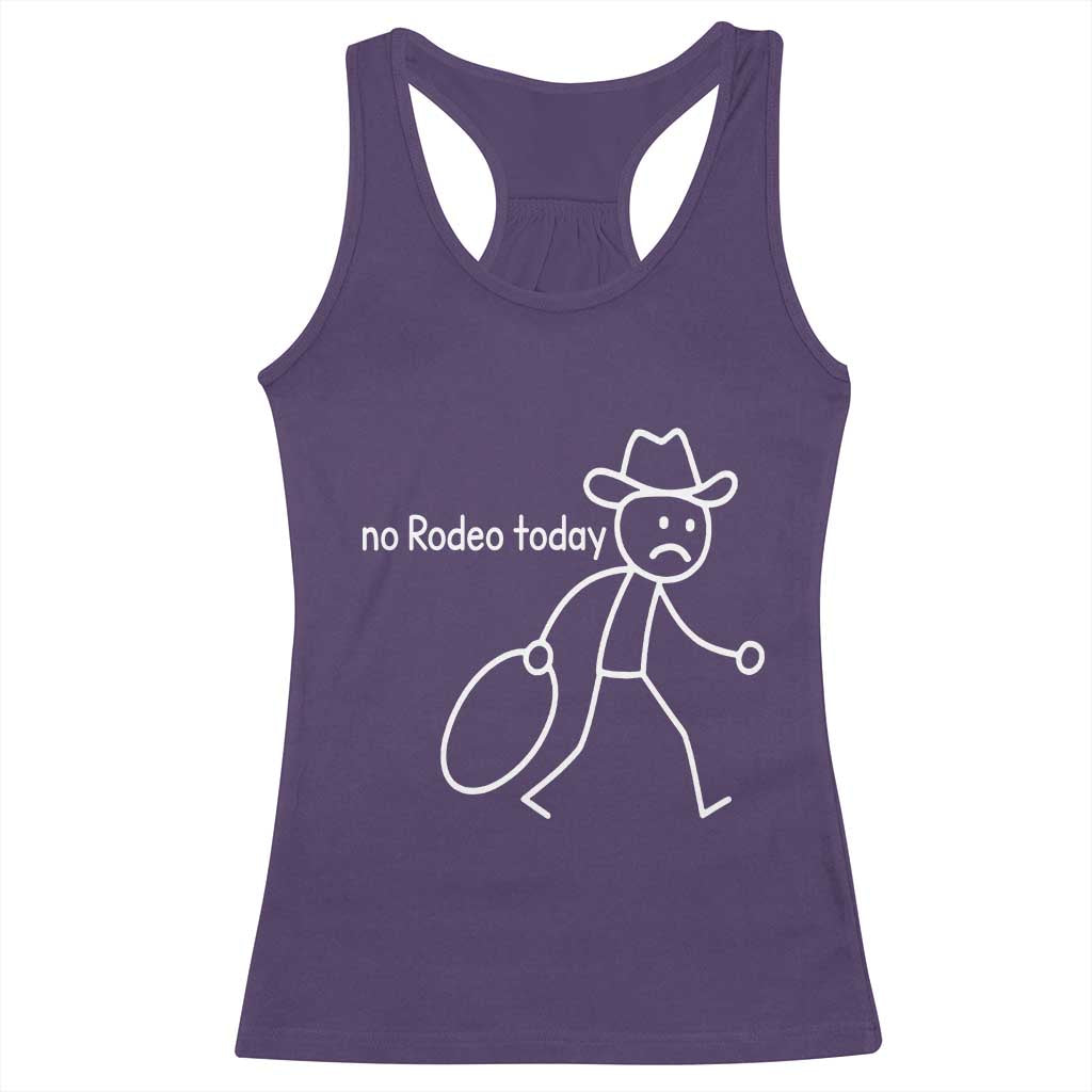 No Rodeo Today Sad Cowboy Stick Figure Meme Racerback Tank Top Funny Yeehaw Depression - Wonder Print Shop