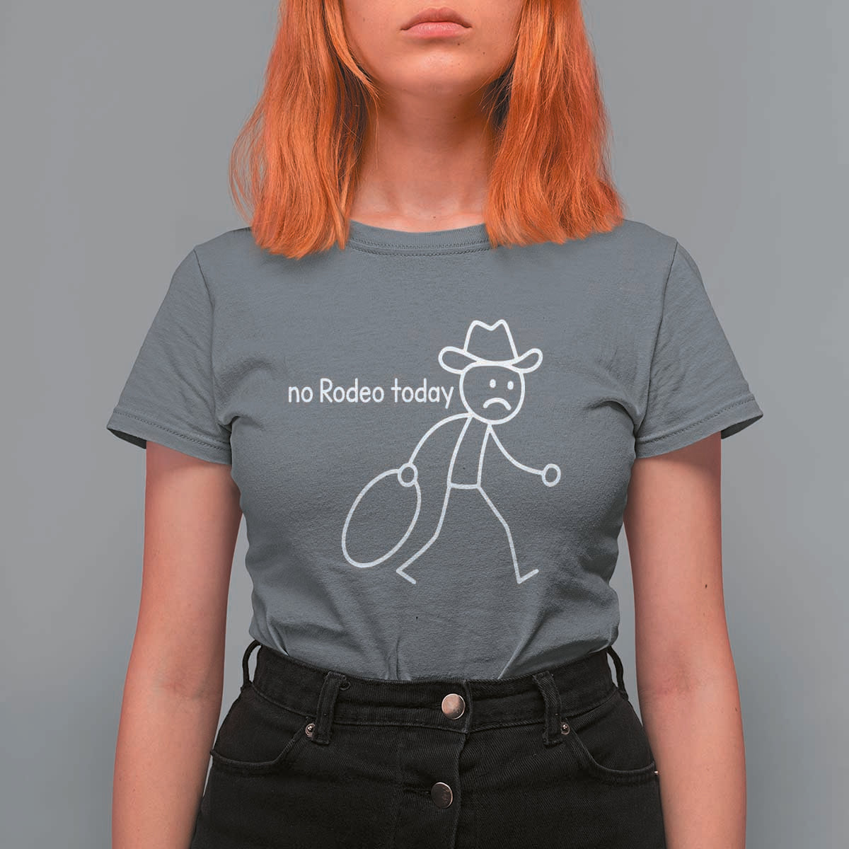 No Rodeo Today Sad Cowboy Stick Figure Meme T Shirt For Women Funny Yeehaw Depression - Wonder Print Shop