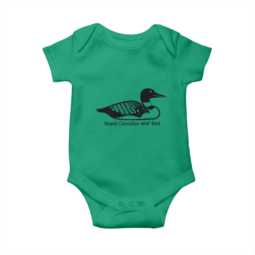 Stupid Canadian Wolf Bird Baby Onesie Funny Common Loon Meme Dry Humor - Wonder Print Shop