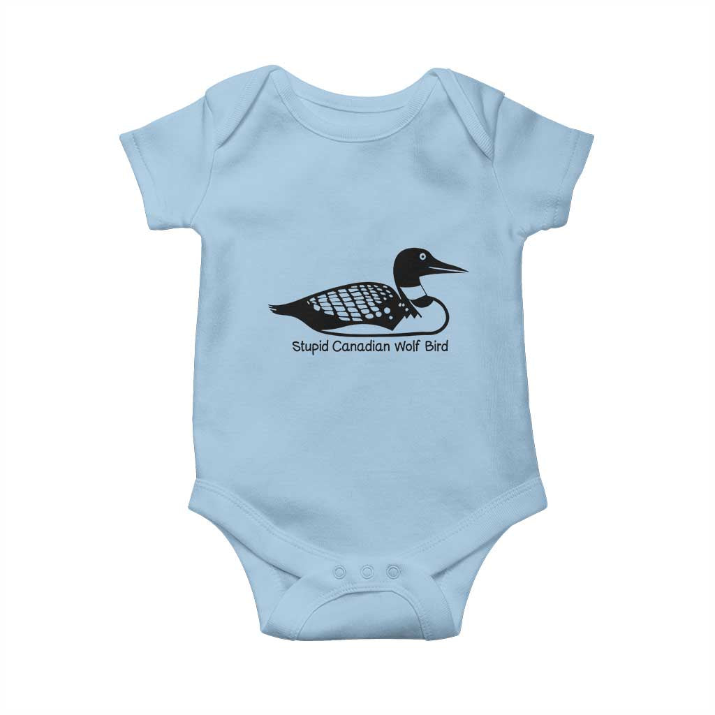Stupid Canadian Wolf Bird Baby Onesie Funny Common Loon Meme Dry Humor - Wonder Print Shop