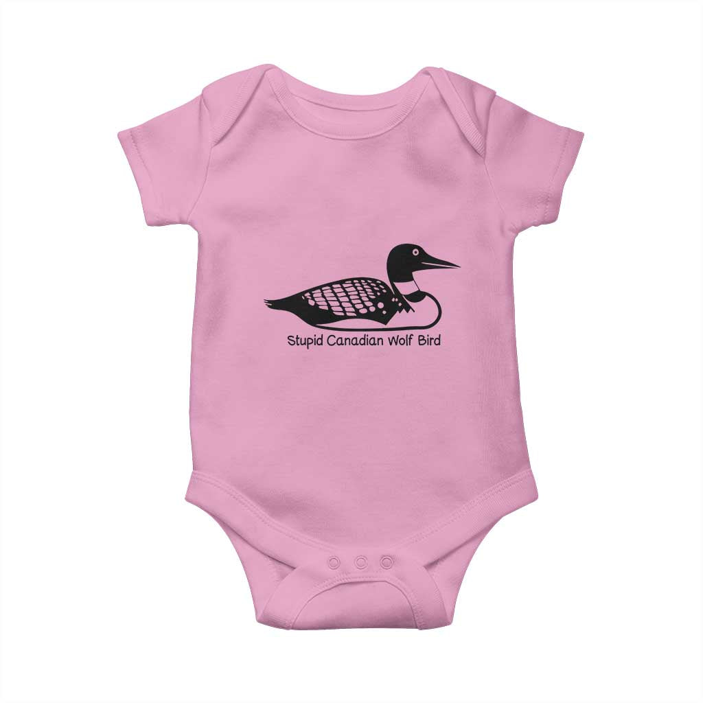 Stupid Canadian Wolf Bird Baby Onesie Funny Common Loon Meme Dry Humor - Wonder Print Shop