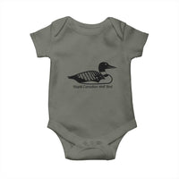 Stupid Canadian Wolf Bird Baby Onesie Funny Common Loon Meme Dry Humor - Wonder Print Shop