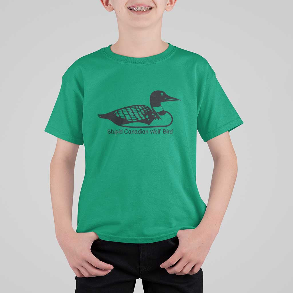 Stupid Canadian Wolf Bird T Shirt For Kid Funny Common Loon Meme Dry Humor - Wonder Print Shop