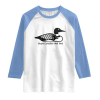 Stupid Canadian Wolf Bird Raglan Shirt Funny Common Loon Meme Dry Humor - Wonder Print Shop