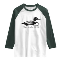 Stupid Canadian Wolf Bird Raglan Shirt Funny Common Loon Meme Dry Humor - Wonder Print Shop