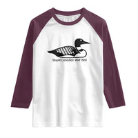 Stupid Canadian Wolf Bird Raglan Shirt Funny Common Loon Meme Dry Humor - Wonder Print Shop