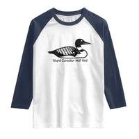 Stupid Canadian Wolf Bird Raglan Shirt Funny Common Loon Meme Dry Humor - Wonder Print Shop