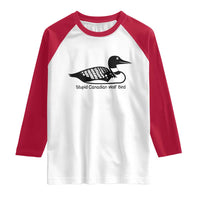 Stupid Canadian Wolf Bird Raglan Shirt Funny Common Loon Meme Dry Humor - Wonder Print Shop