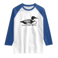 Stupid Canadian Wolf Bird Raglan Shirt Funny Common Loon Meme Dry Humor - Wonder Print Shop