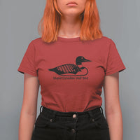 Stupid Canadian Wolf Bird T Shirt For Women Funny Common Loon Meme Dry Humor - Wonder Print Shop