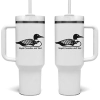 Stupid Canadian Wolf Bird Tumbler With Handle Funny Common Loon Meme Dry Humor - Wonder Print Shop