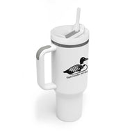 Stupid Canadian Wolf Bird Tumbler With Handle Funny Common Loon Meme Dry Humor - Wonder Print Shop