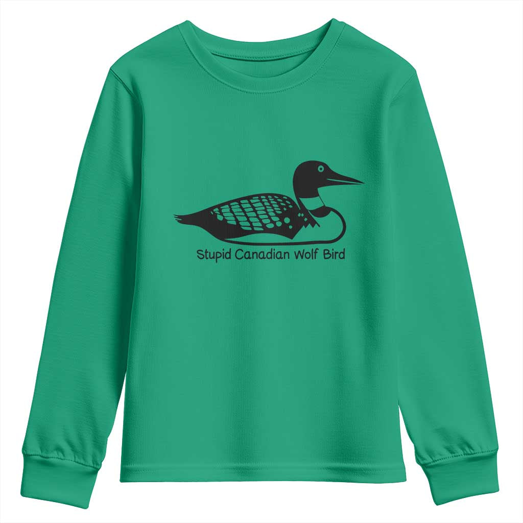 Stupid Canadian Wolf Bird Youth Sweatshirt Funny Common Loon Meme Dry Humor - Wonder Print Shop