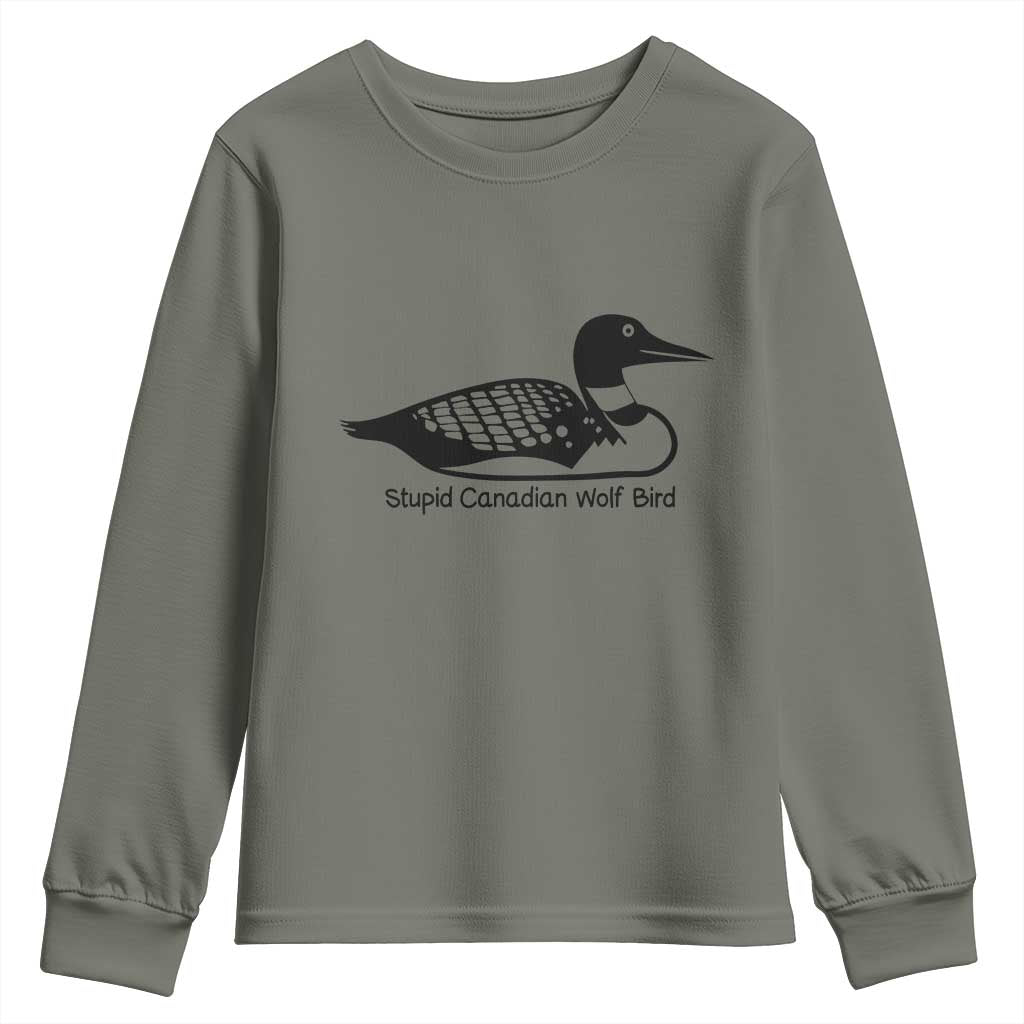 Stupid Canadian Wolf Bird Youth Sweatshirt Funny Common Loon Meme Dry Humor - Wonder Print Shop