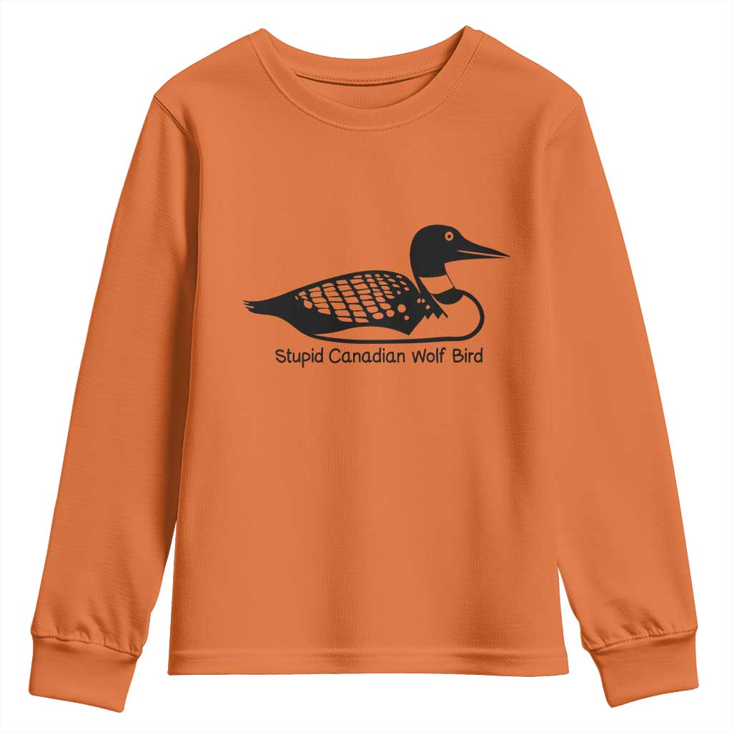 Stupid Canadian Wolf Bird Youth Sweatshirt Funny Common Loon Meme Dry Humor - Wonder Print Shop