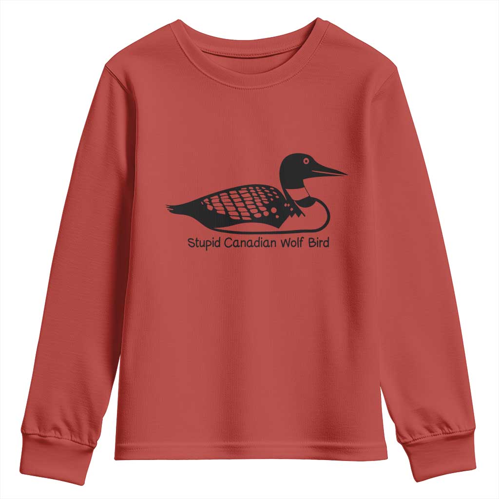Stupid Canadian Wolf Bird Youth Sweatshirt Funny Common Loon Meme Dry Humor - Wonder Print Shop