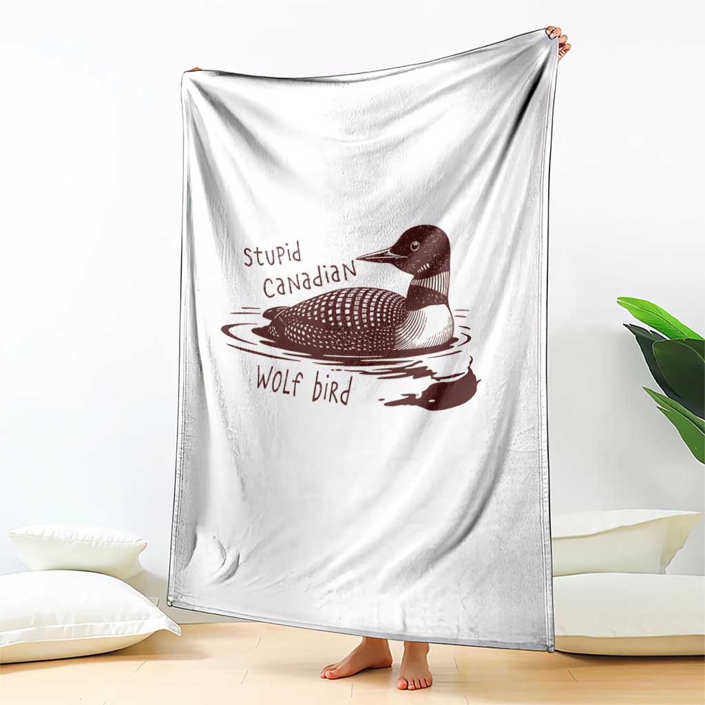 Stupid Canadian Wolf Bird Common Loon Throw Blanket Funny Absurd Bird Meme Humor - Wonder Print Shop