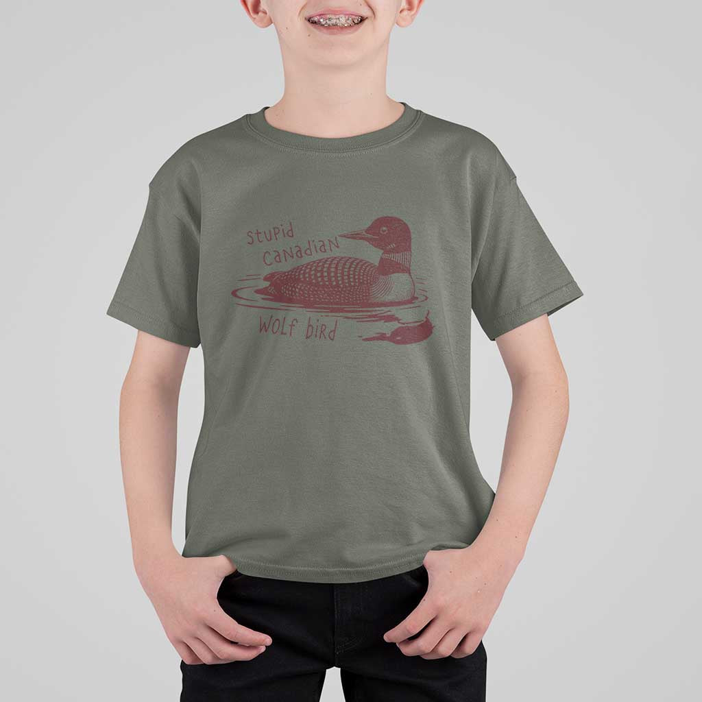 Stupid Canadian Wolf Bird Common Loon T Shirt For Kid Funny Absurd Bird Meme Humor - Wonder Print Shop