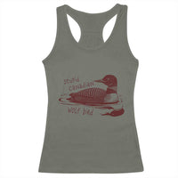 Stupid Canadian Wolf Bird Common Loon Racerback Tank Top Funny Absurd Bird Meme Humor - Wonder Print Shop