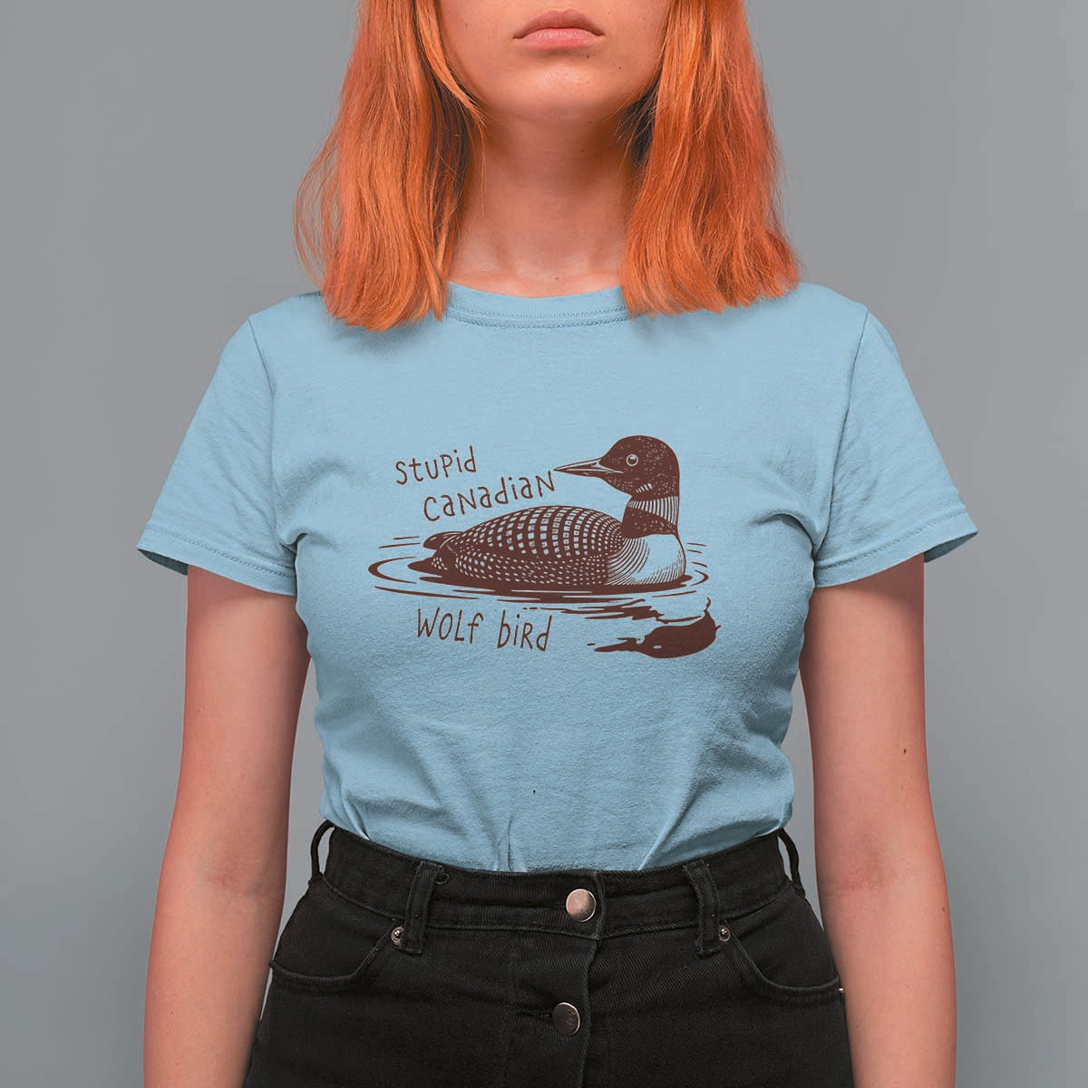 Stupid Canadian Wolf Bird Common Loon T Shirt For Women Funny Absurd Bird Meme Humor - Wonder Print Shop