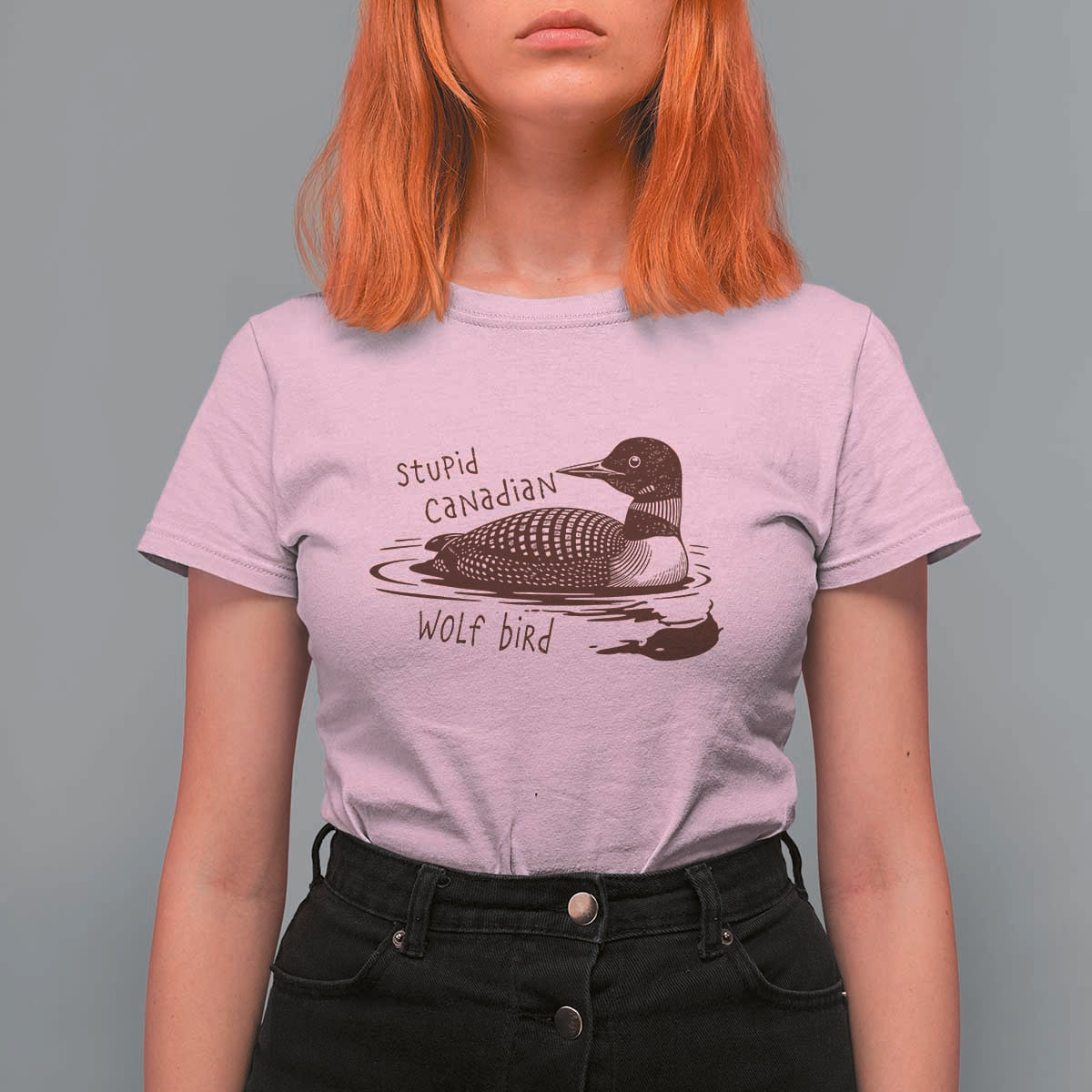 Stupid Canadian Wolf Bird Common Loon T Shirt For Women Funny Absurd Bird Meme Humor - Wonder Print Shop